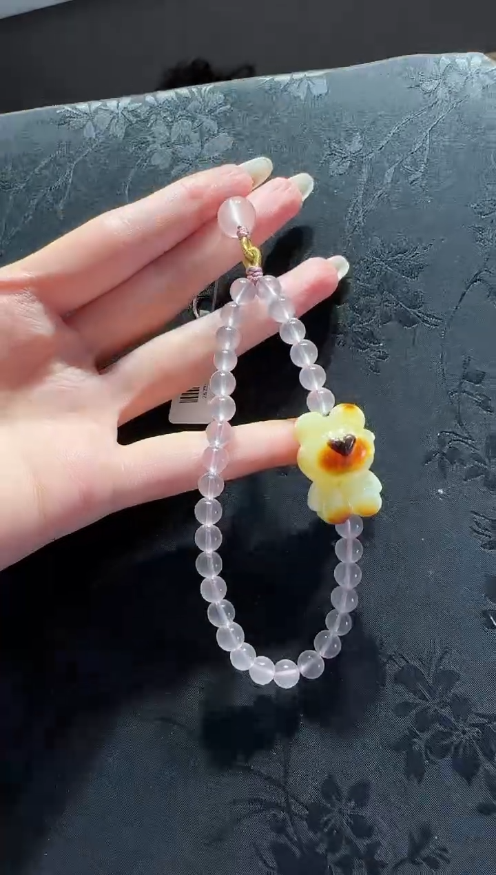 【闪购商品】水晶手机链未镶嵌水晶蜜蜡小熊手机链