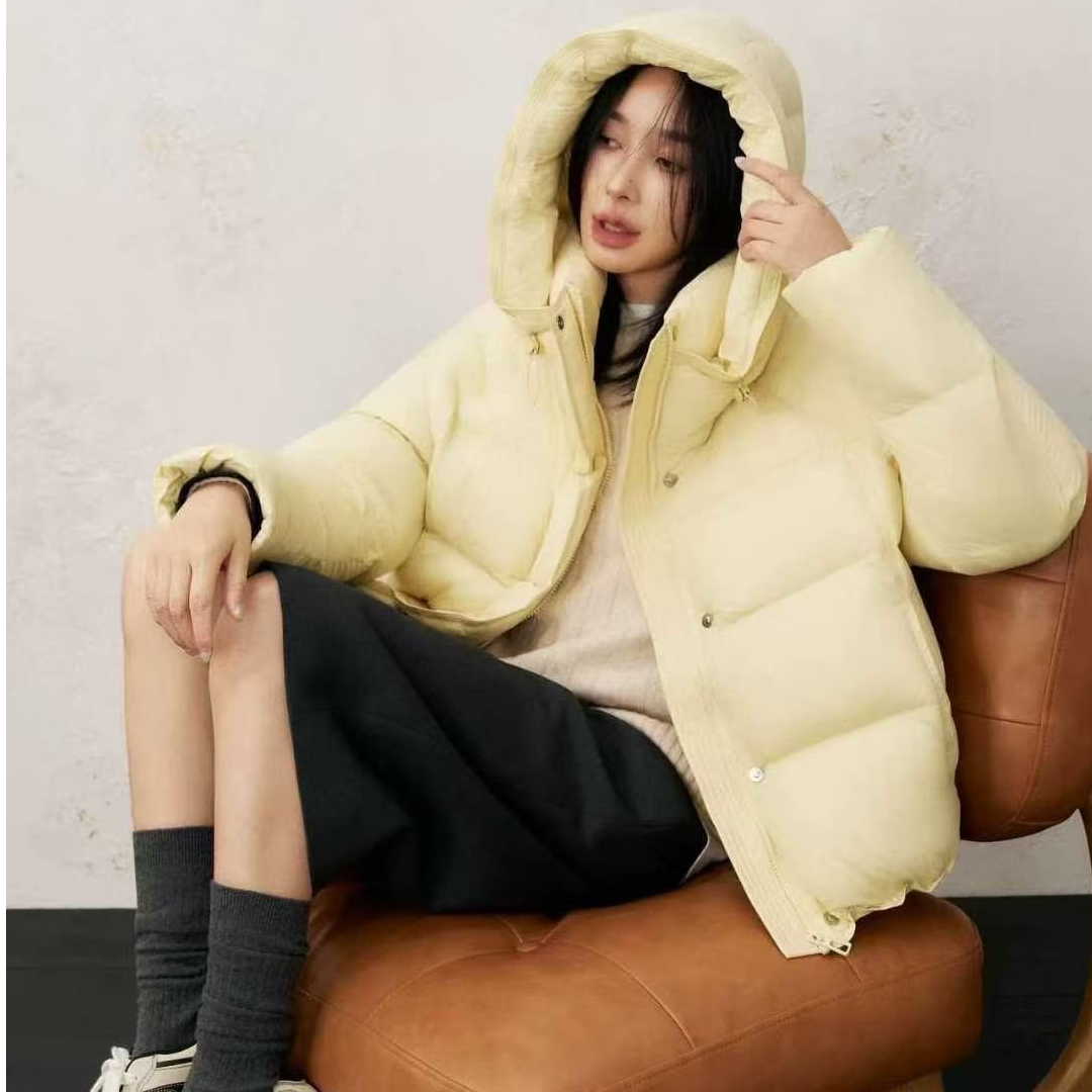 新国标90白鸭绒四色带溯源码小个子面包羽绒服女款