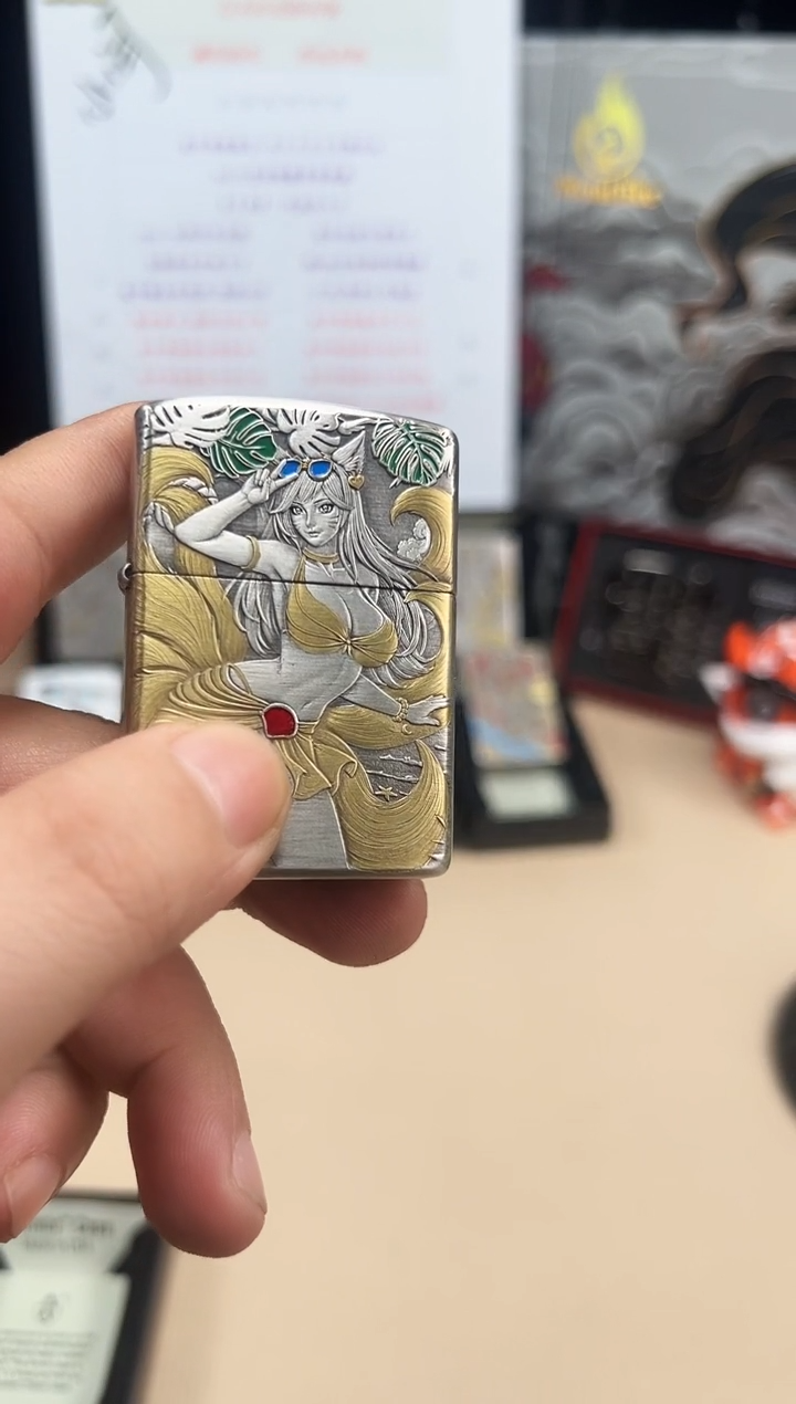 铜海边阿狸-3D盔甲熏银鎏金珐琅彩