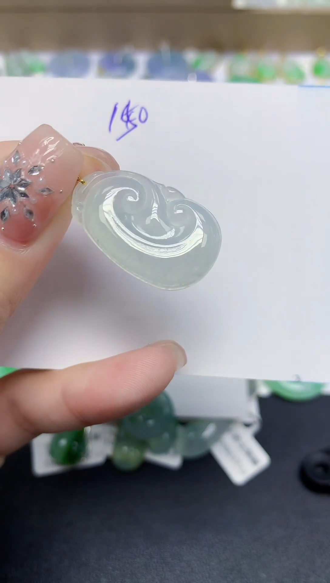 颈饰18K金镶嵌翡翠天然缅甸翡翠A货翡翠百元以上9元证书费自理