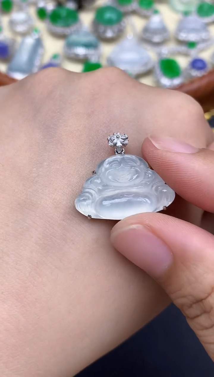 颈饰18K金镶嵌翡翠138-中国好珍宝