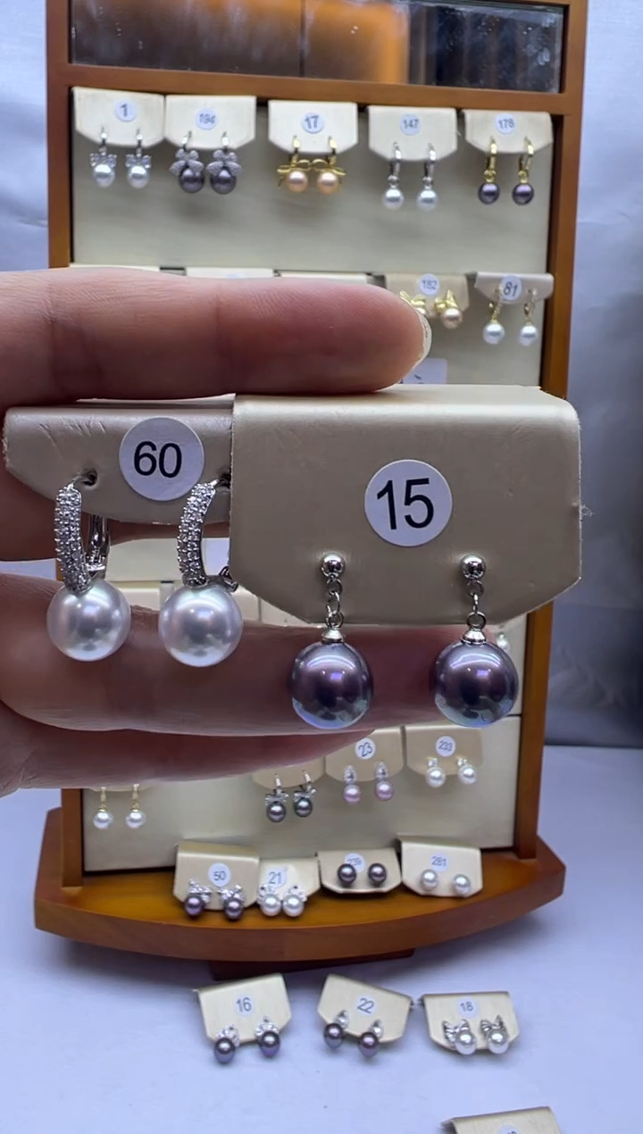 未镶嵌耳饰淡水珍珠60+15