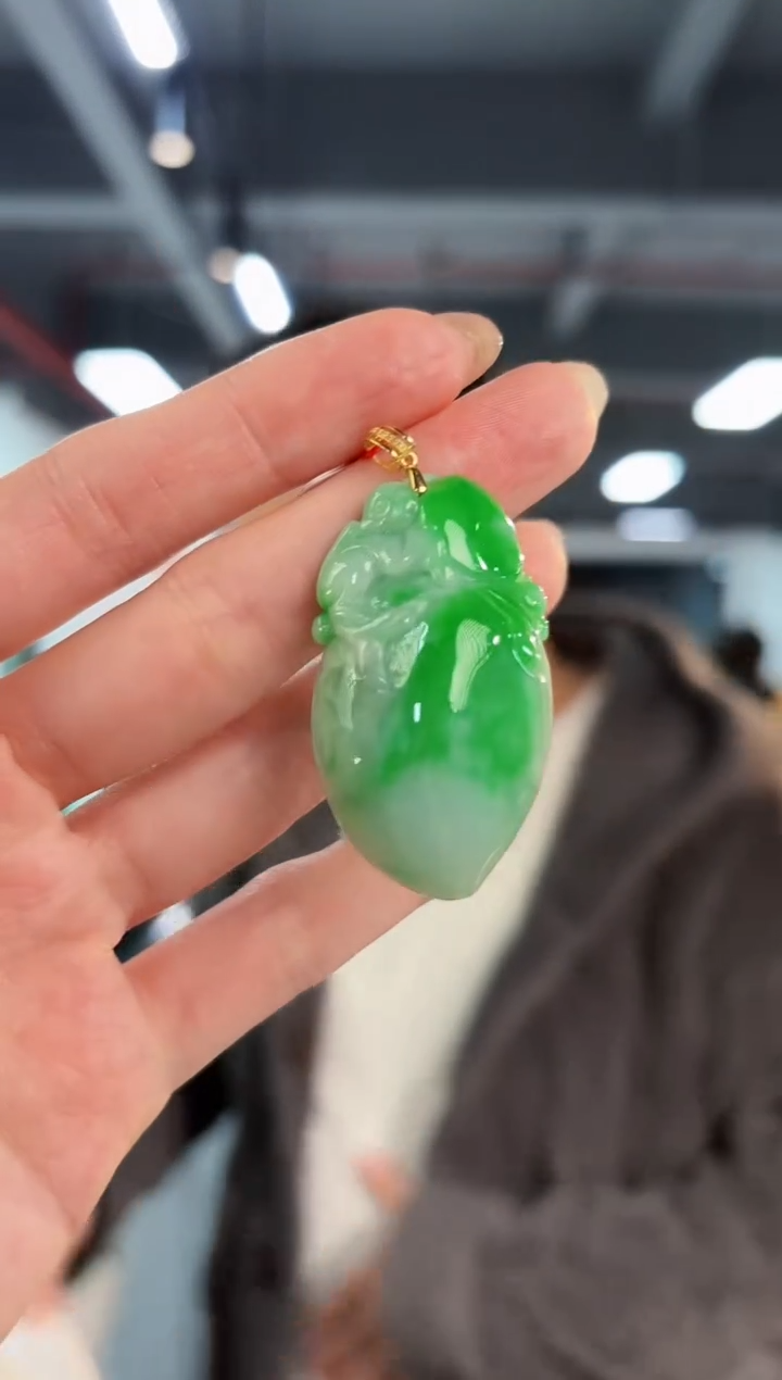 【闪购商品】翡翠颈饰18K金镶嵌缅料A货/支持复检/一件