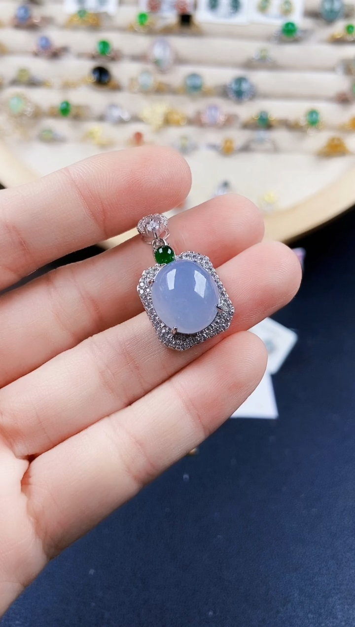 翡翠银S925镶嵌颈饰456879