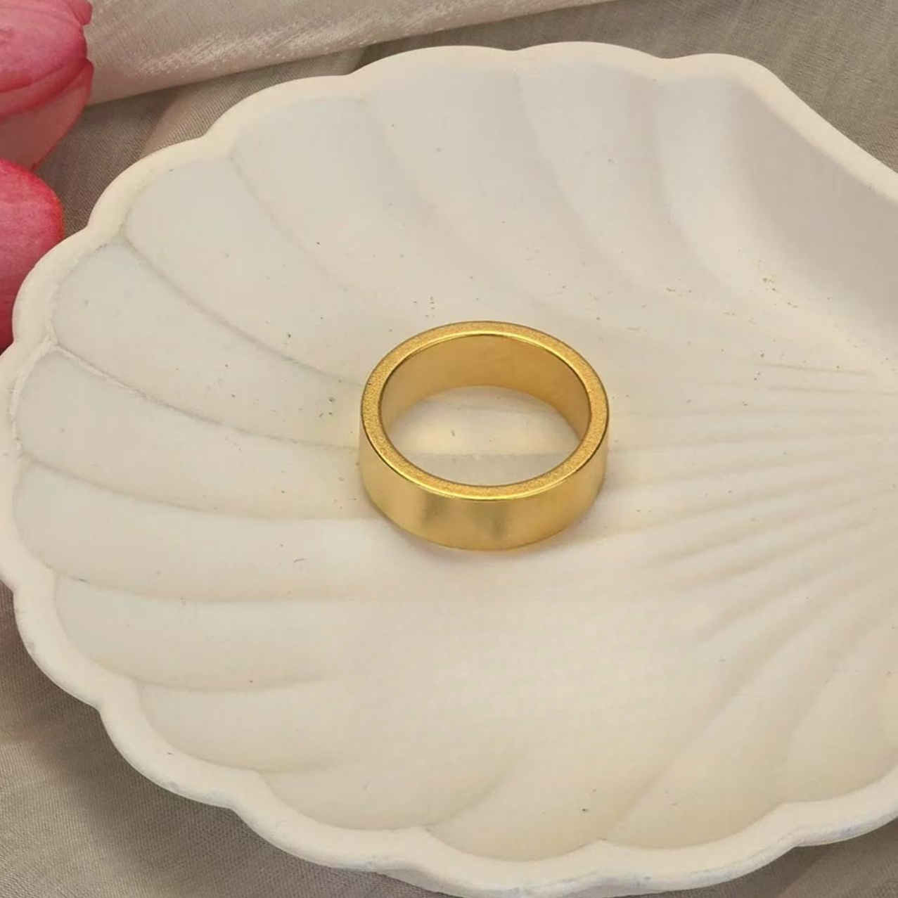 【董老板】足金999磨砂平板戒指 