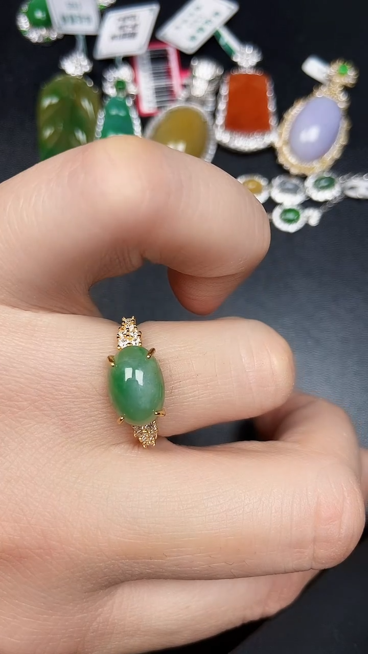 银S925镶嵌戒指翡翠1370