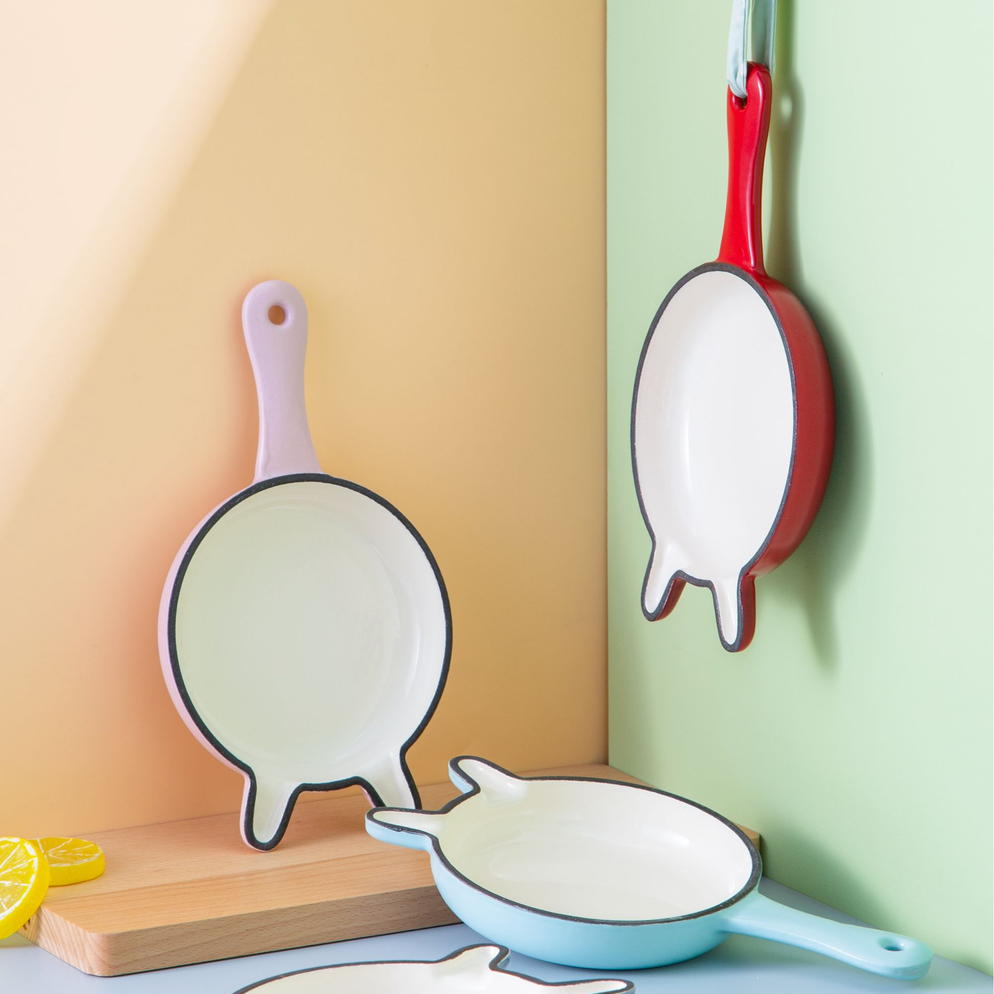 YANZAO/焱造铸铁珐琅锅14小兔子煎盘