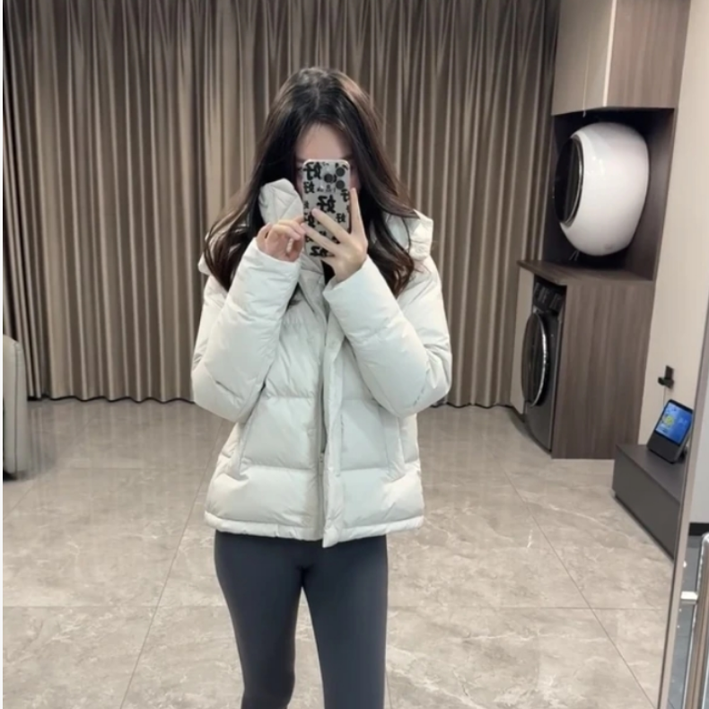五格羽绒服外套百搭仙女色气质立领连帽羽绒服