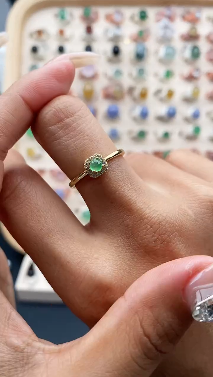 【闪购商品】翡翠戒指银S925镶嵌缅甸天然A货翡翠111    5-9