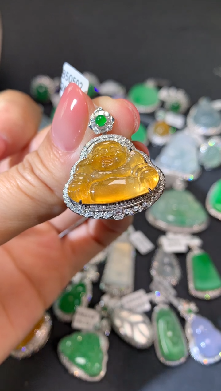 翡翠18K金镶嵌吊坠(不含链)吊坠