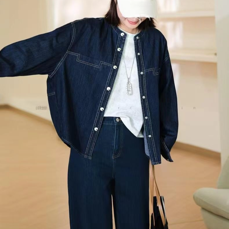 库存新款明线牛仔外套女百搭5609
