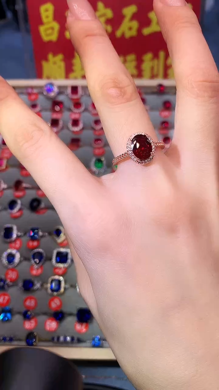 【闪购商品】红宝石戒指银S925镶嵌鸽血红