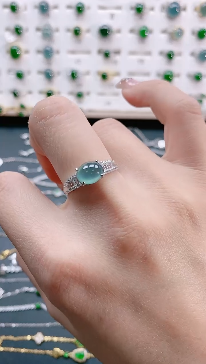 【闪购商品】翡翠戒指银S925镶嵌天然翡翠