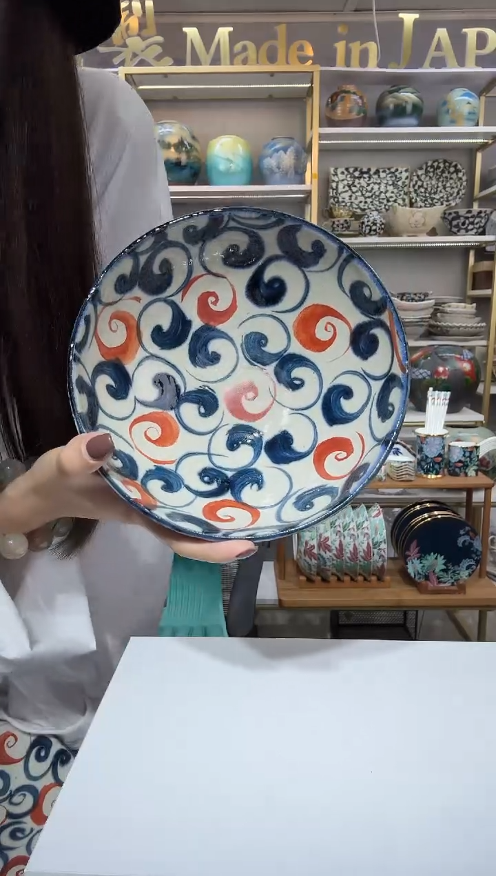 陶瓷宗山窑大号钵碗-赤绘旋涡