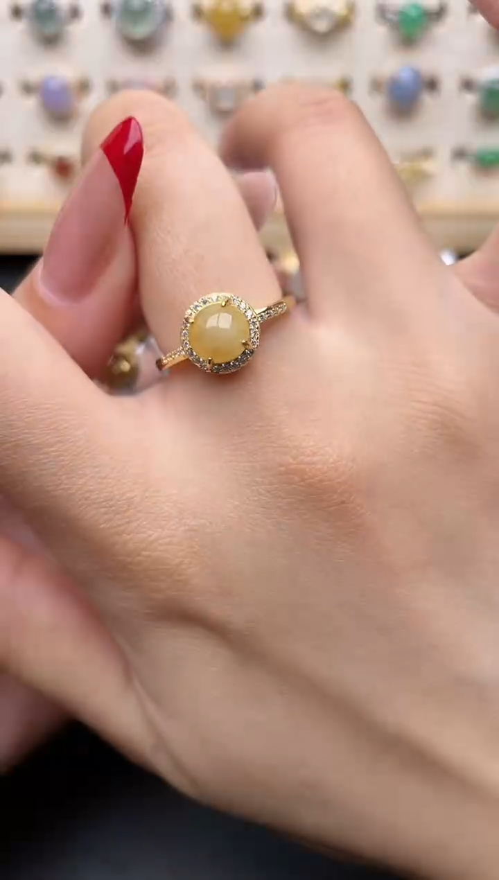 【闪购商品】翡翠戒指银S925镶嵌一物一证一礼盒