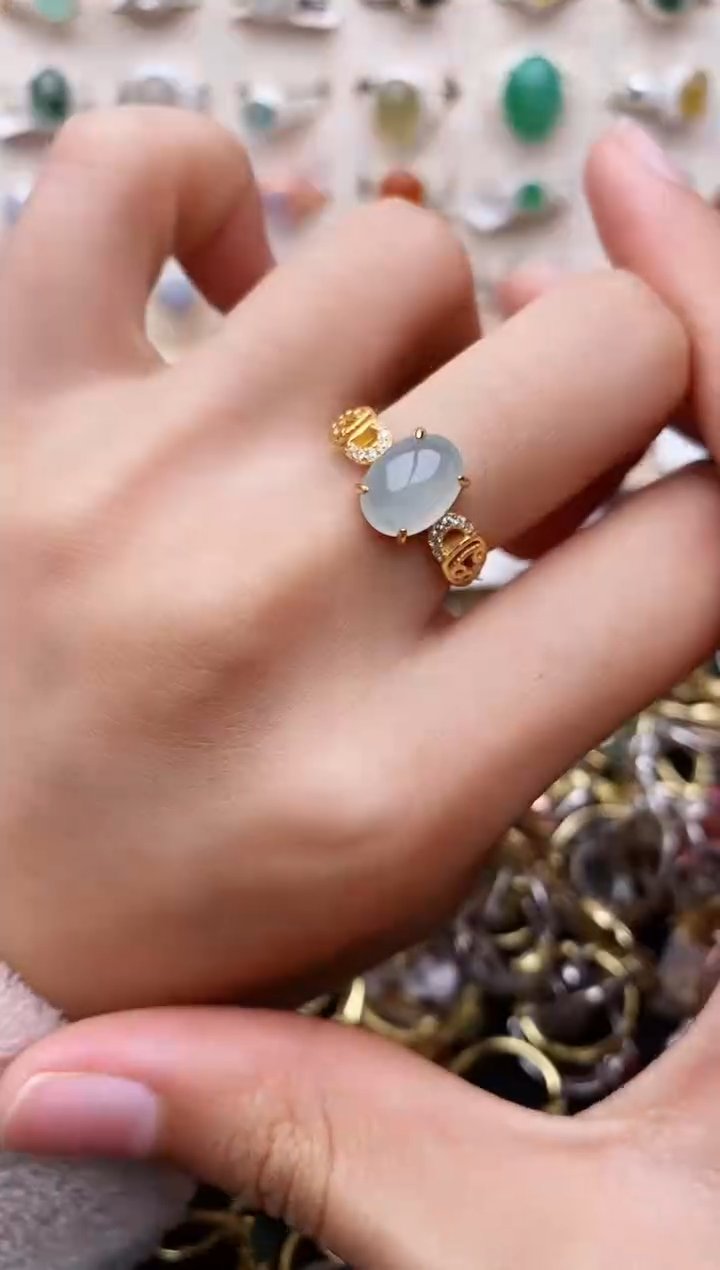 【闪购商品】翡翠戒指银S925镶嵌缅甸翡翠