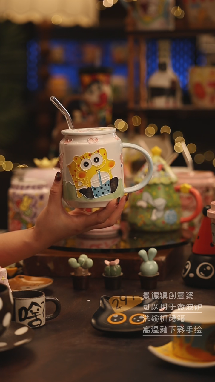 陶瓷景德镇可爱陶瓷釉下彩绘设计师款