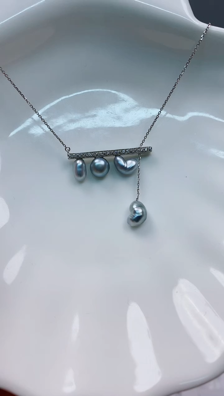 【闪购商品】海水珍珠项链18K金镶嵌Keshi海水珍珠项链