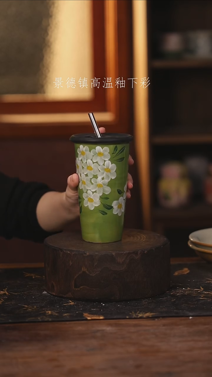 陶瓷景德镇高温釉下手绘陶瓷@L107@