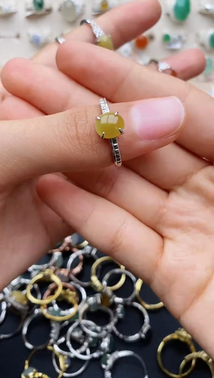 【闪购商品】翡翠戒指银S925镶嵌缅甸翡翠