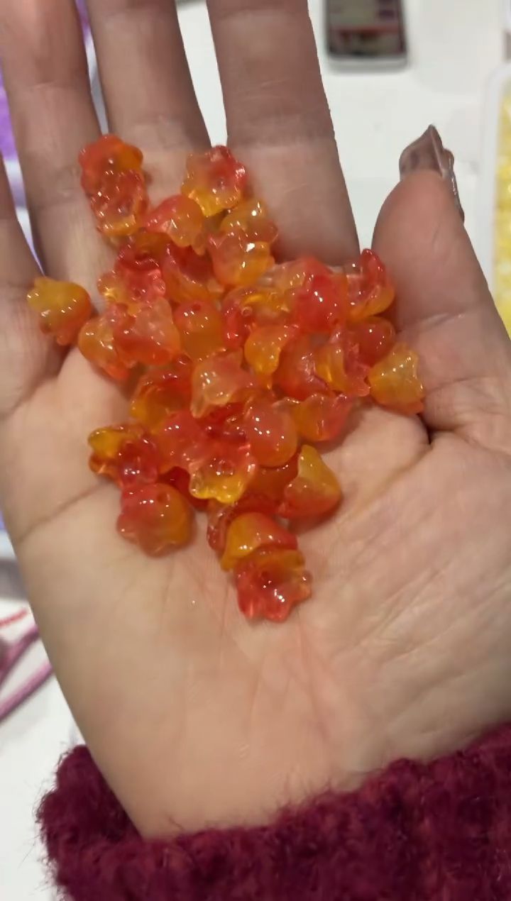 玻璃22021铃兰花100颗装爱玛橙