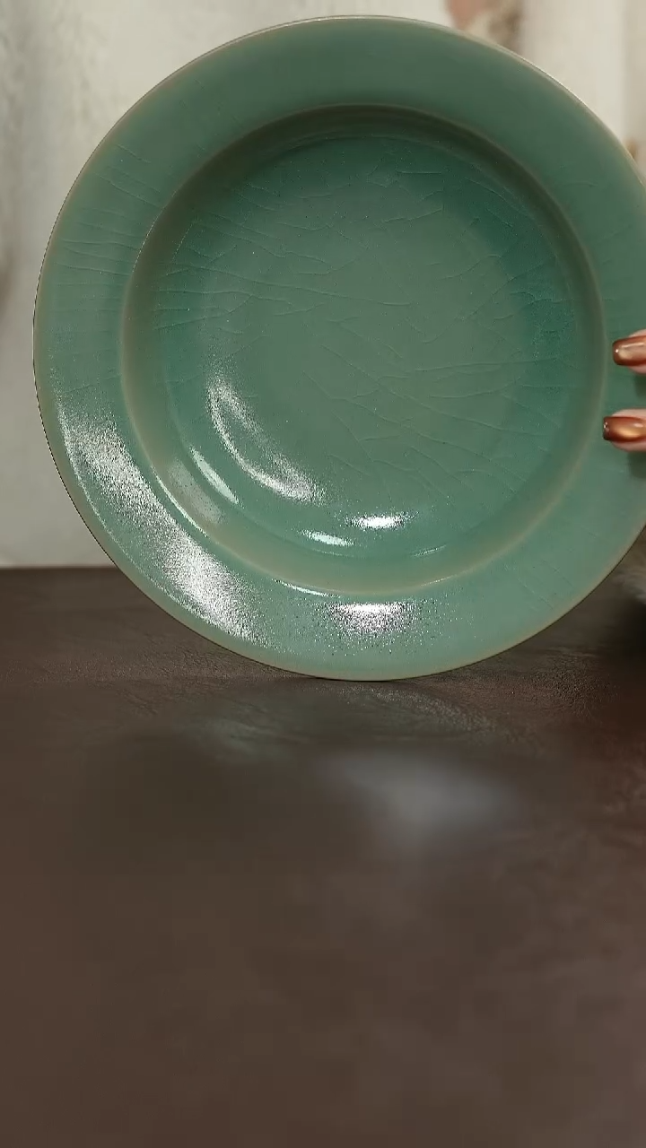 摆件瓷原矿原釉汝宋汝瓷 折沿盘