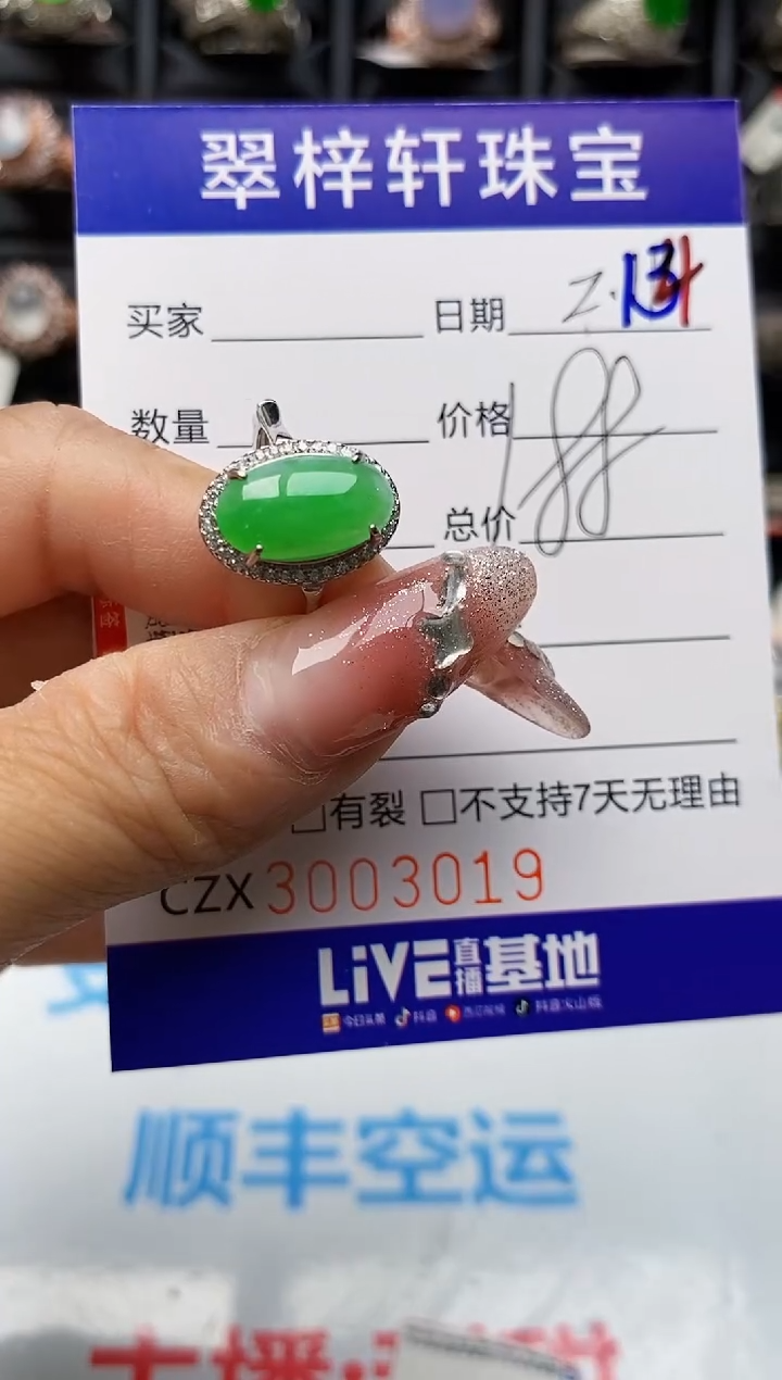 【闪购商品】翡翠戒指银S925镶嵌3019