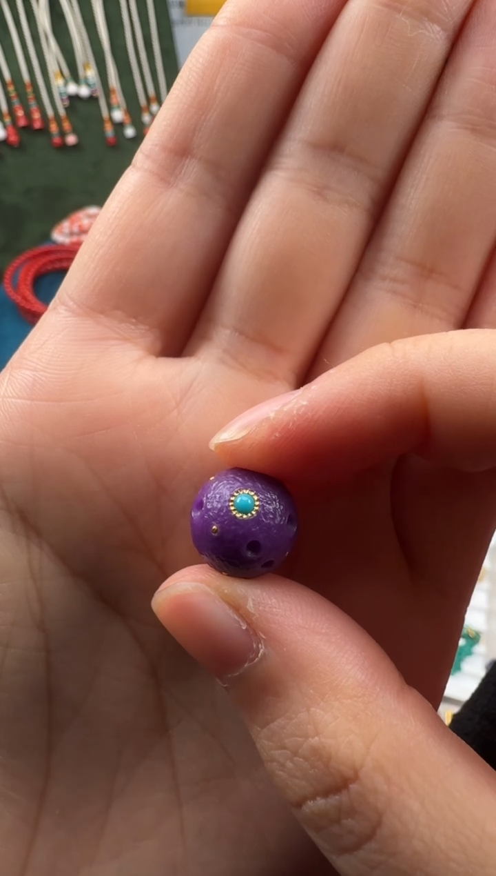 树脂制品a****i紫云母雕刻配饰星球珠