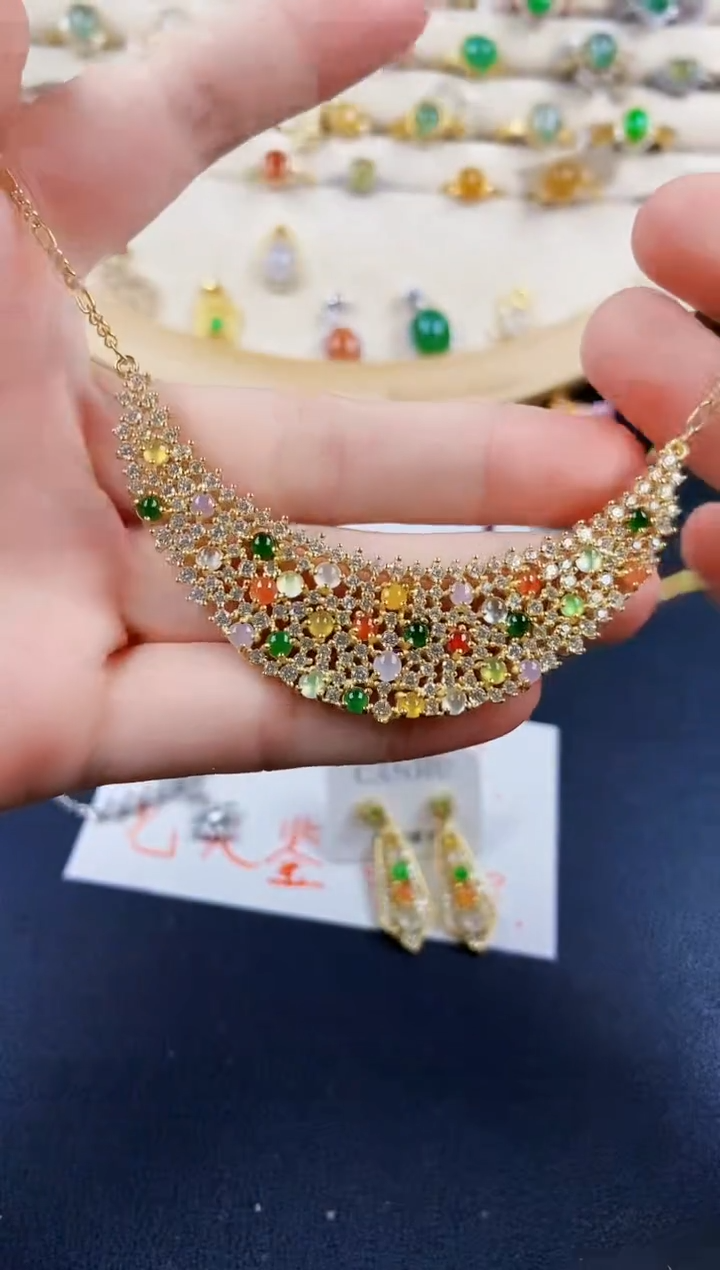 翡翠银S925镶嵌颈饰64598