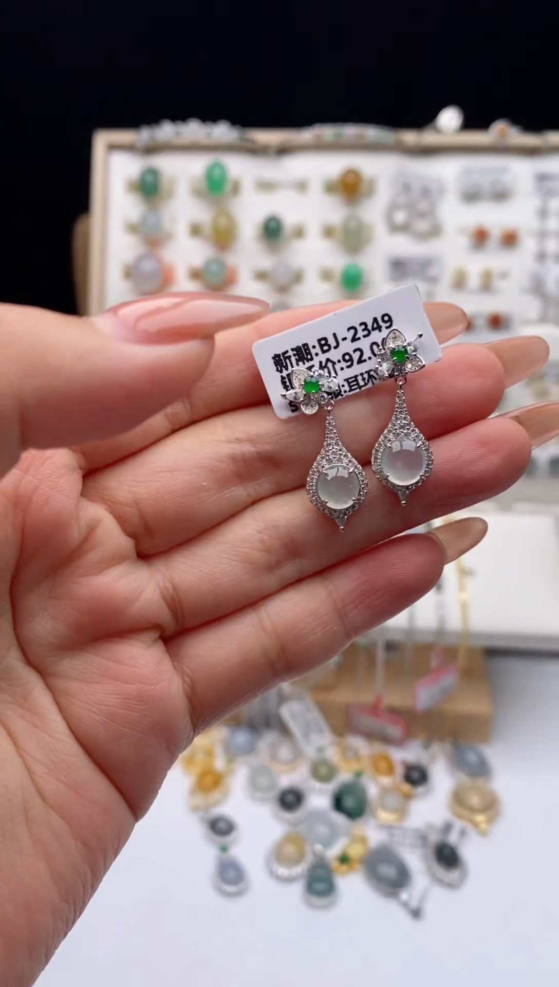 翡翠戒指银S925镶嵌m**o天然A货翡翠