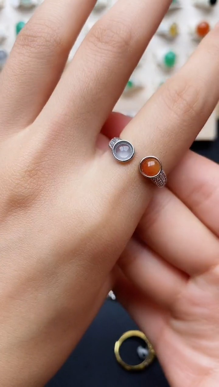 【闪购商品】翡翠戒指银S925镶嵌缅甸翡翠