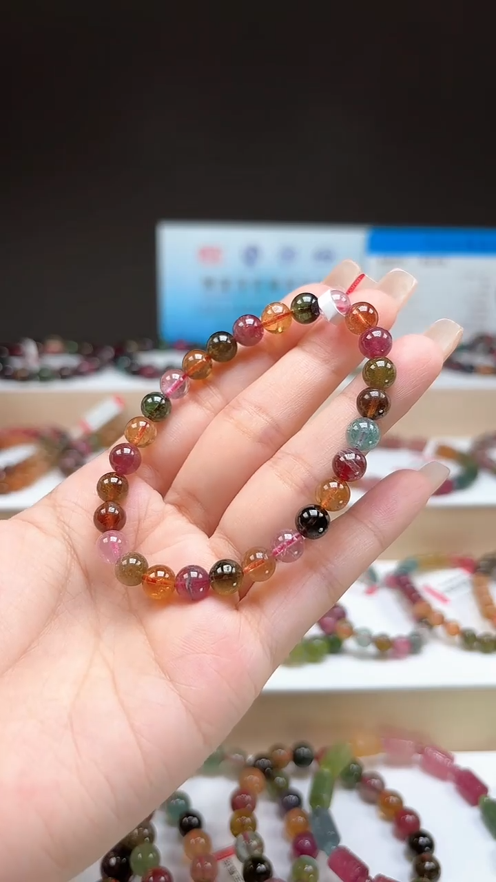 【闪购商品】碧玺手串未镶嵌6.8mm巴西老料玻璃体糖果色单圈手串