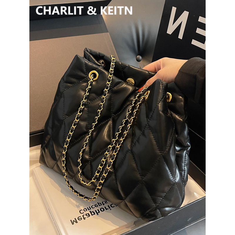 CHARLIT&KEITN包包女式2025新款秋冬大容量通勤包真皮斜挎单肩包