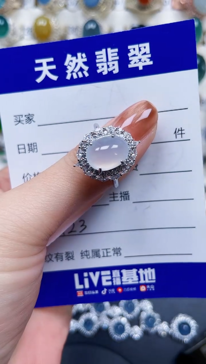 银S925镶嵌戒指翡翠123