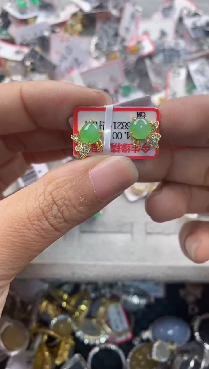 银S925镶嵌戒指翡翠666                 8
