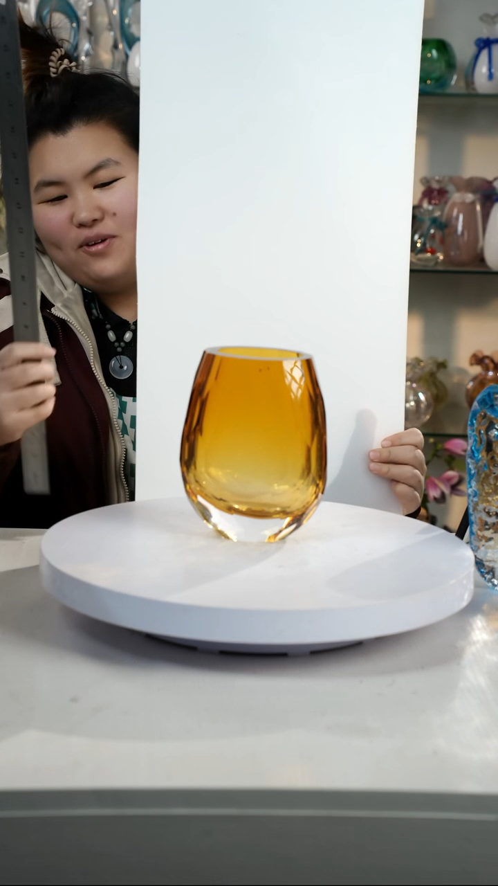 【闪购商品】琉璃【弘扬】高18轻奢琉璃花器正常手工痕迹