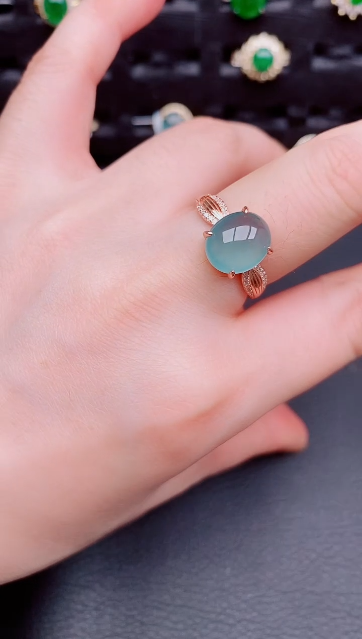 【闪购商品】翡翠戒指银S925镶嵌天然a货翡翠147