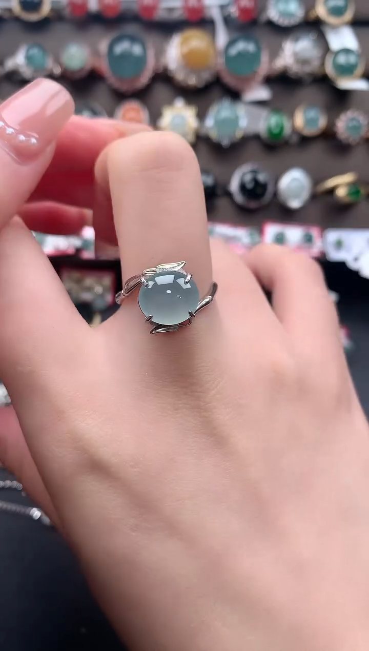 【闪购商品】翡翠戒指银S925镶嵌6412