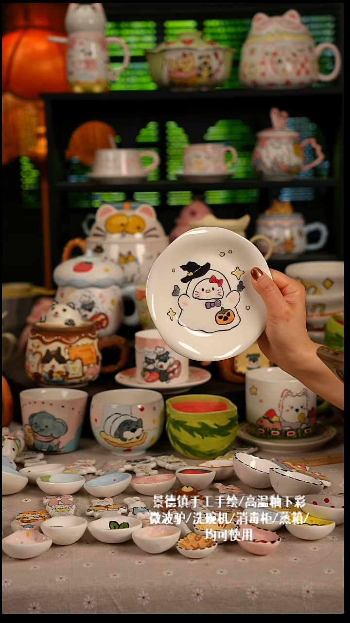 陶瓷无盖款景德镇高温釉下彩纯手绘创意瓷 默认微瑕 不退不换