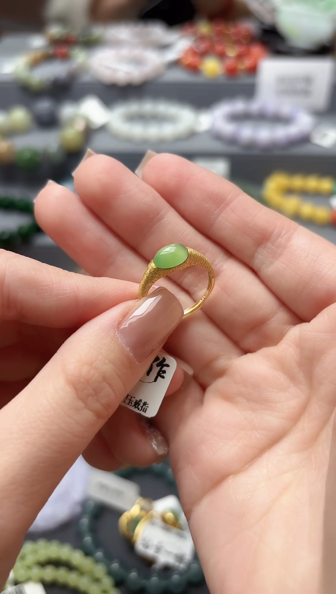 银S925镶嵌戒指和田玉S925银天然碧玉猫眼戒指