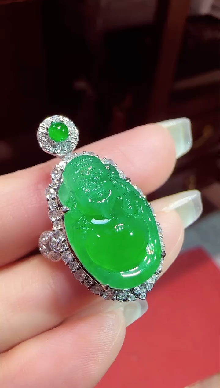 【闪购商品】翡翠吊坠(不含链)18K金镶嵌财财两用23800定金