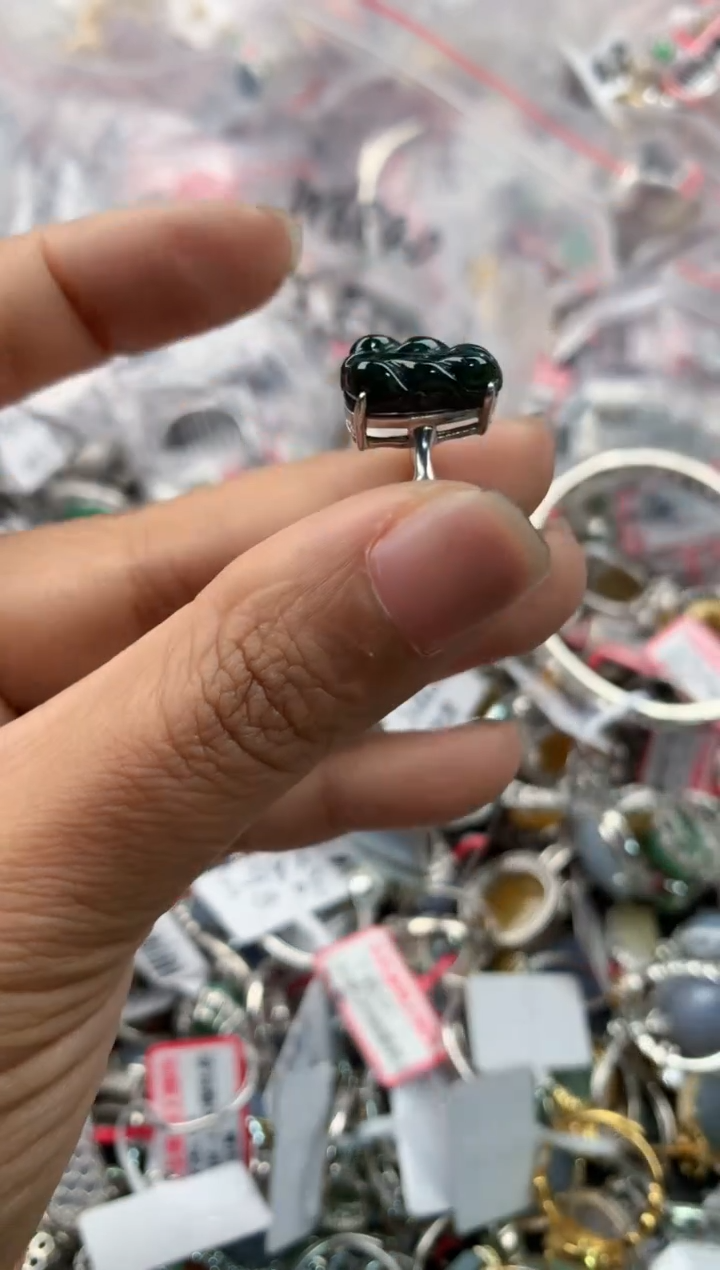 银S925镶嵌戒指翡翠999---6