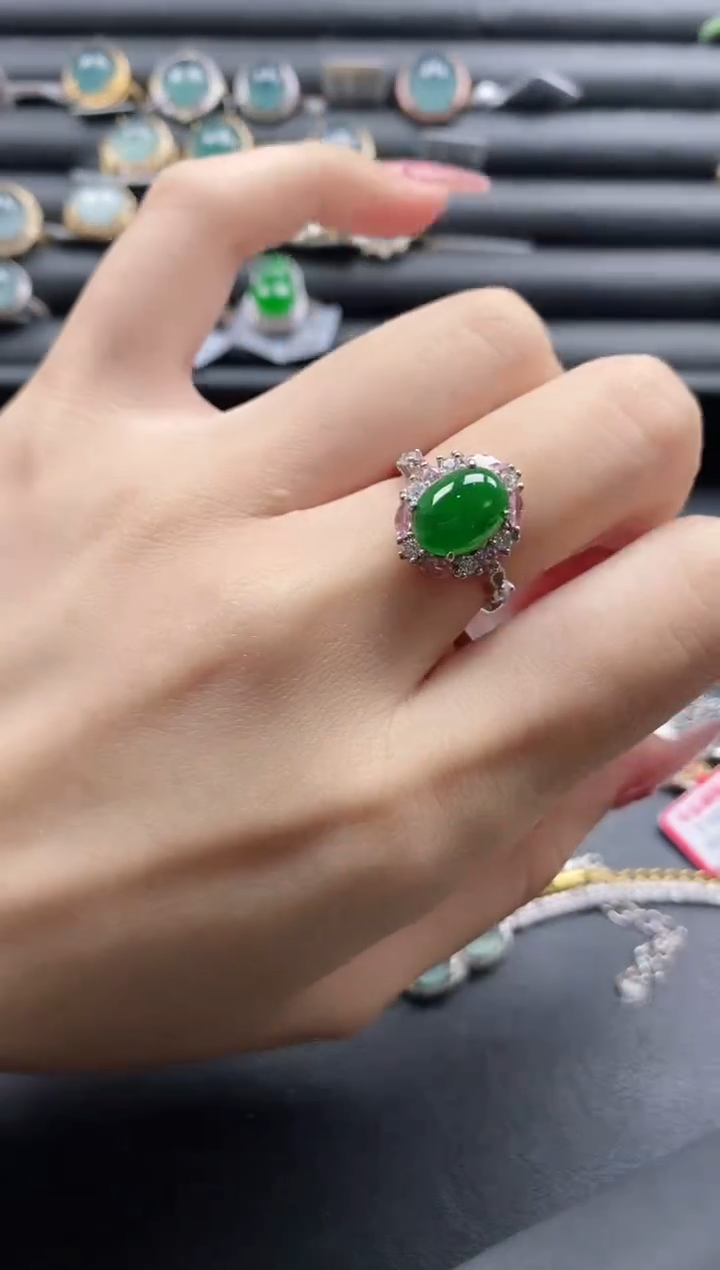 【闪购商品】翡翠戒指银S925镶嵌1111