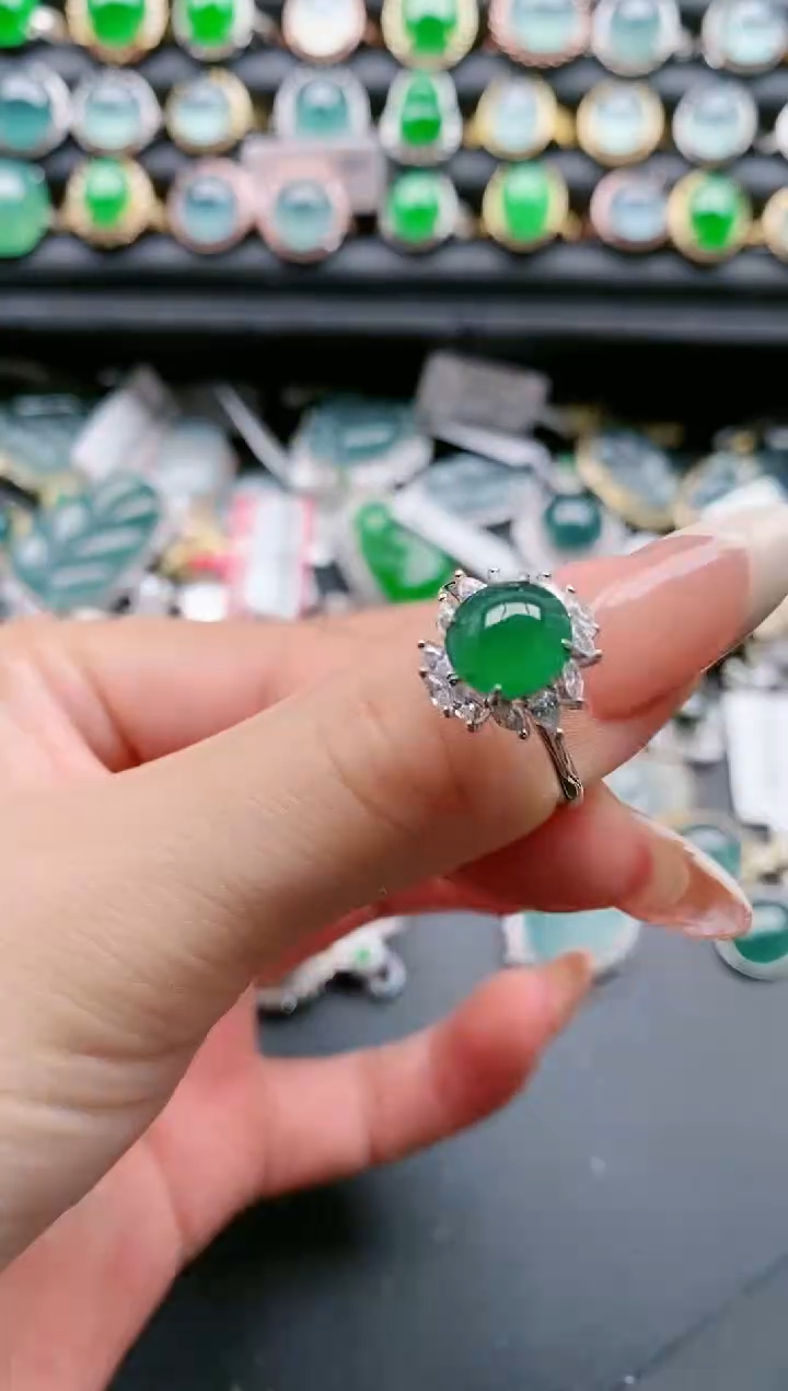 【闪购商品】翡翠戒指银S925镶嵌1111111