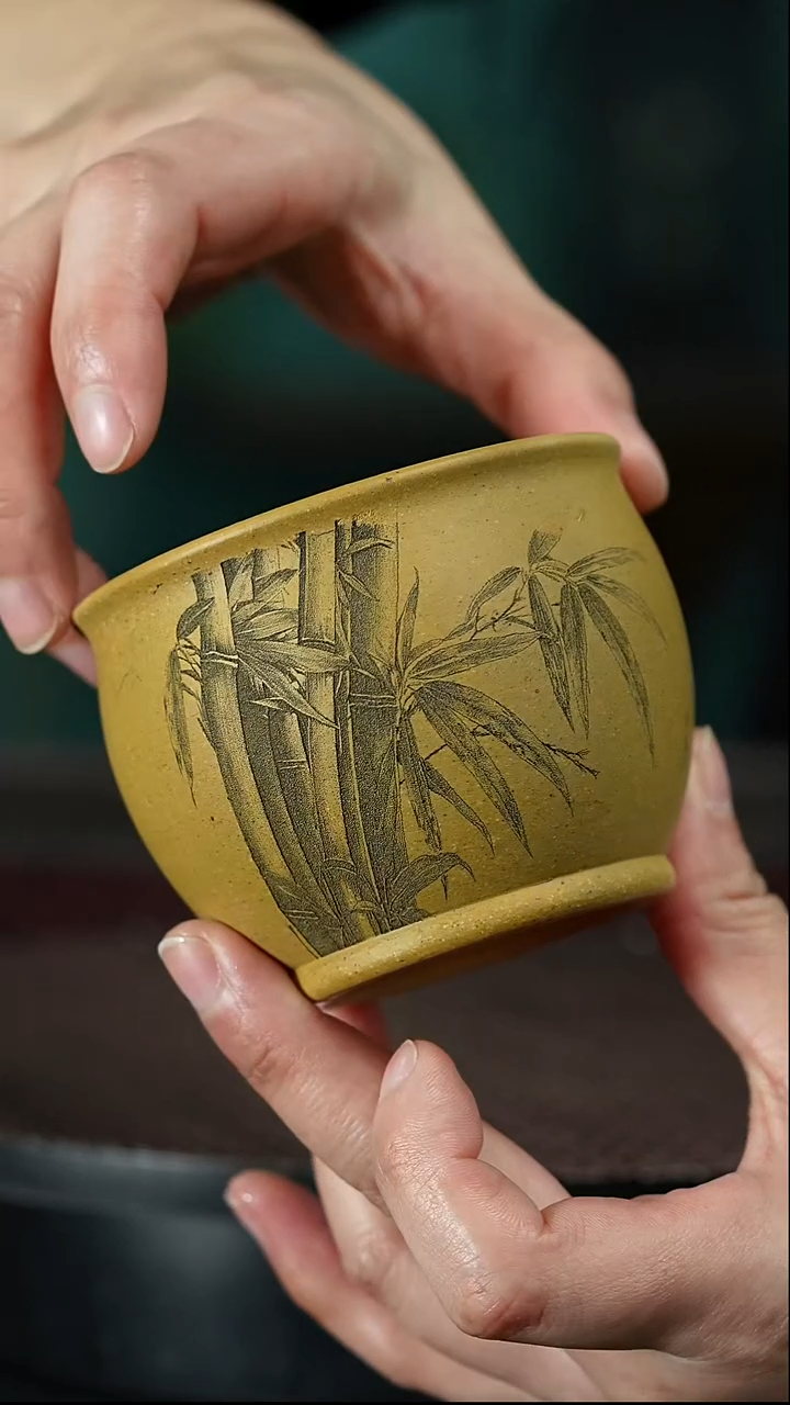 9号【拼手速】黄金段刻竹钢杯约150cc