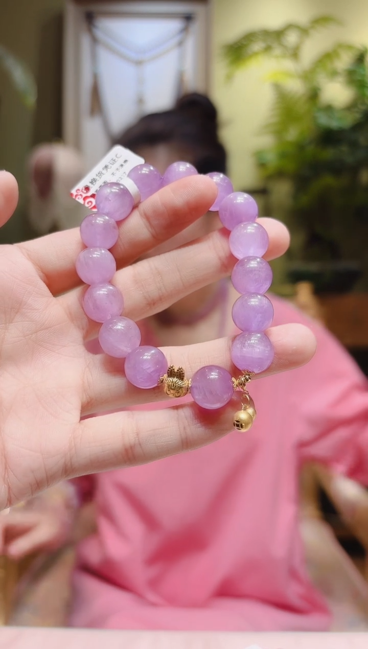 【闪购商品】锂辉石手串18K金镶嵌葫芦拉布布紫锂辉手串