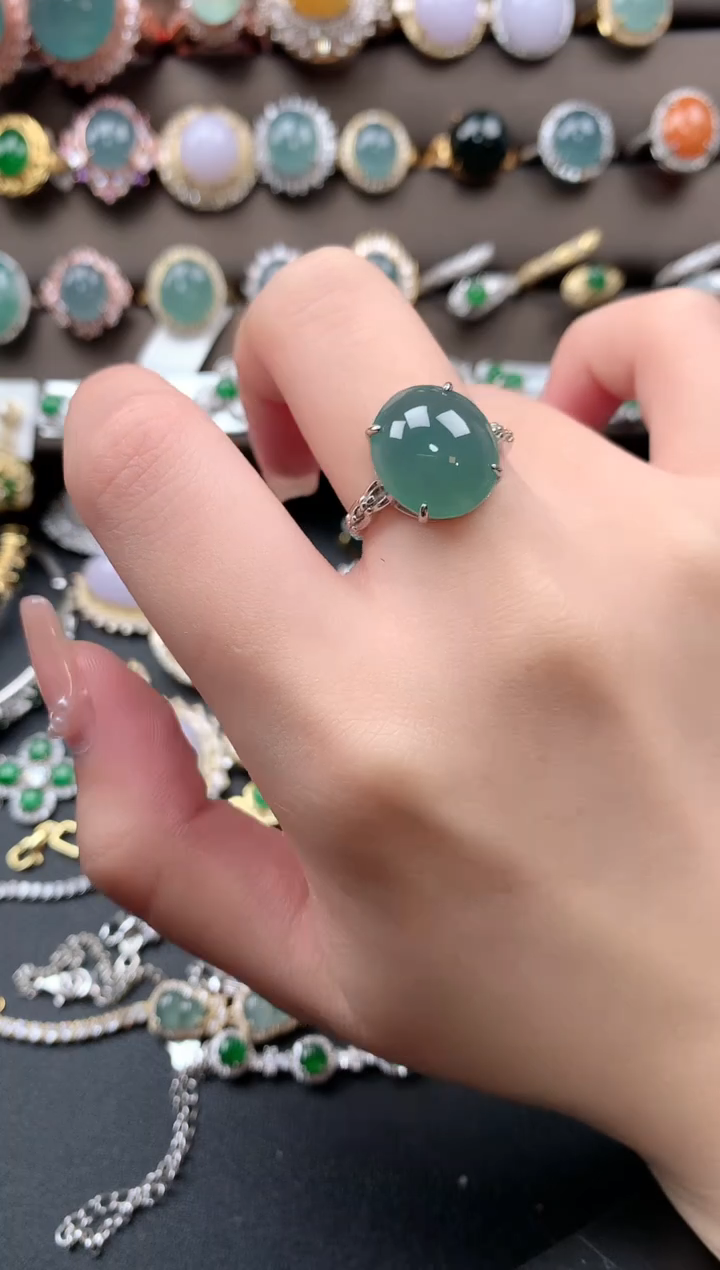 【闪购商品】翡翠戒指银S925镶嵌51241