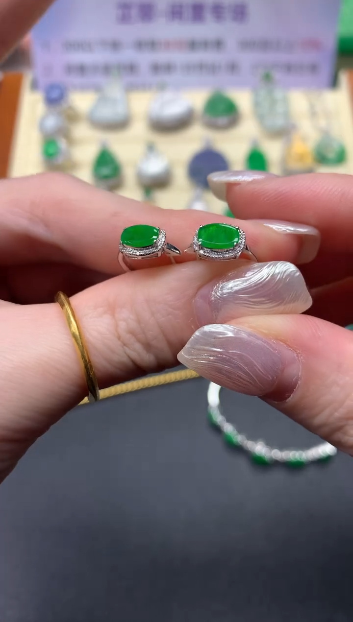 【闪购商品】翡翠耳饰18K金镶嵌耳饰|1800+180