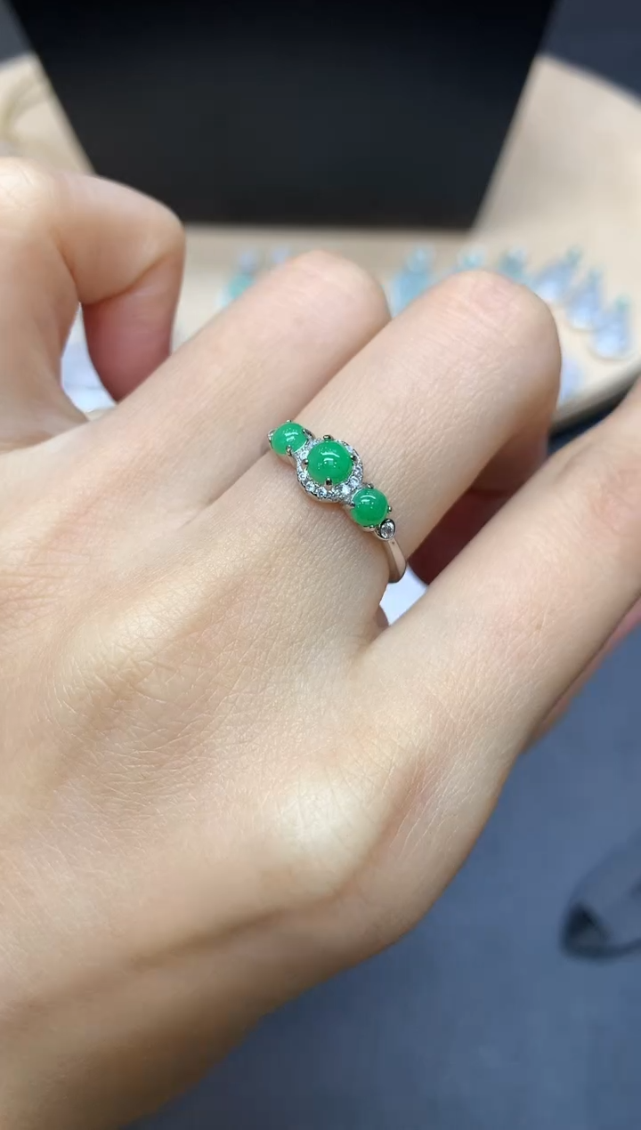 【闪购商品】翡翠戒指银S925镶嵌蛋面【无服务费】