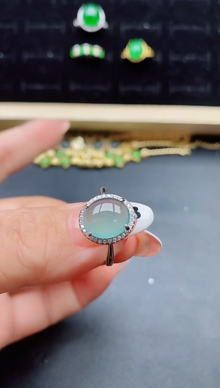 【闪购商品】翡翠银S925镶嵌戒指213211